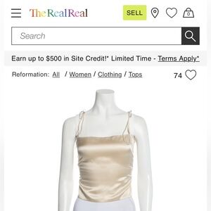 REFORMATION Silk Square Neckline Crop Top